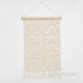 colgante de macrame gris y blanco